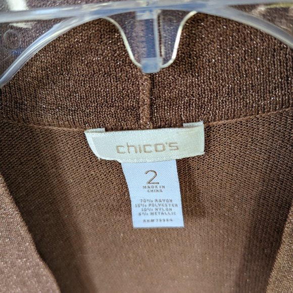 Bronze Metallic Shrug/Bolero Cardigan Sweater by Chico's Size 2 - Picture 2 of 2